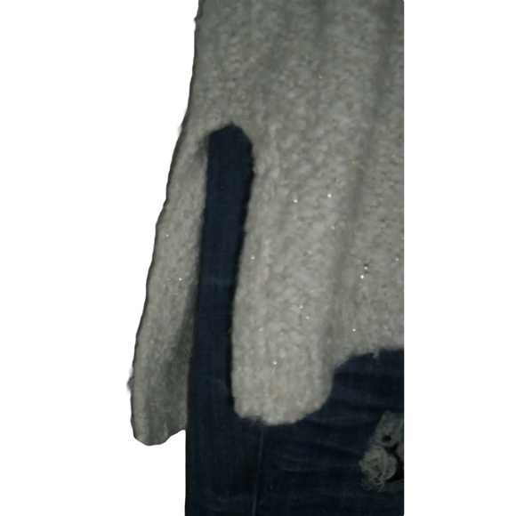 Vintage y2k Abercrombie & Fitch Sweater Ivory Fuzzy Gold Metallic Soft Old Money - Picture 5 of 9